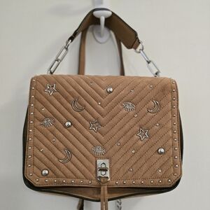 Rebecca Minkoff Tan Chevron Quilted Crossbody Bag